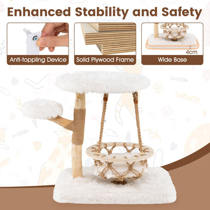Cute Solid Wood Cat Tree Natural Branch Modern Kitten Tower