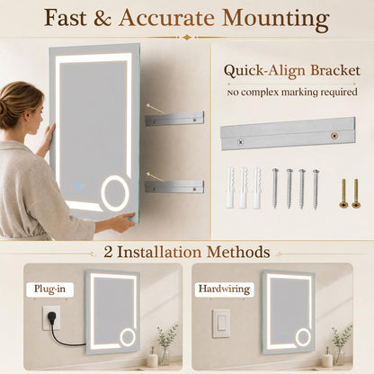 500x700mm Bathroom Mirror with LED Lights, 3x Magnifier, Anti-Fog