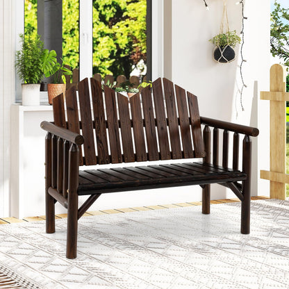 2-Seater Garden Bench, Solid Wood Patio Loveseat Park Bench Chair