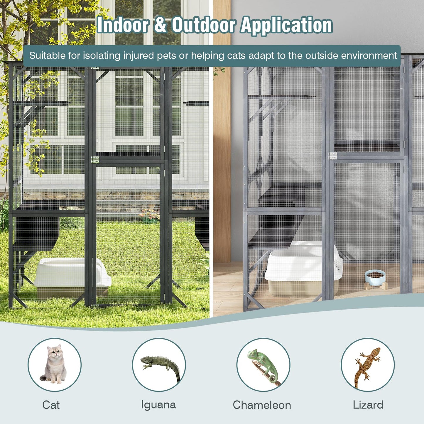 Large Outdoor Cat House with 7 Jumping Platforms