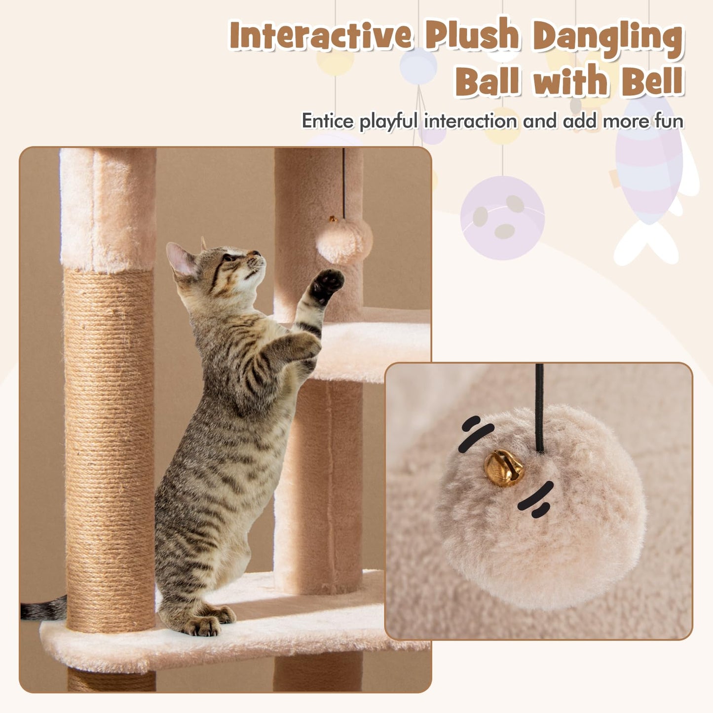164cm Cats Climbing Tower with Jute Scratching Posts