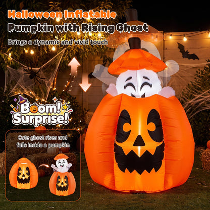 150 CM Animated Halloween Inflatable Pumpkin and Rising Ghost