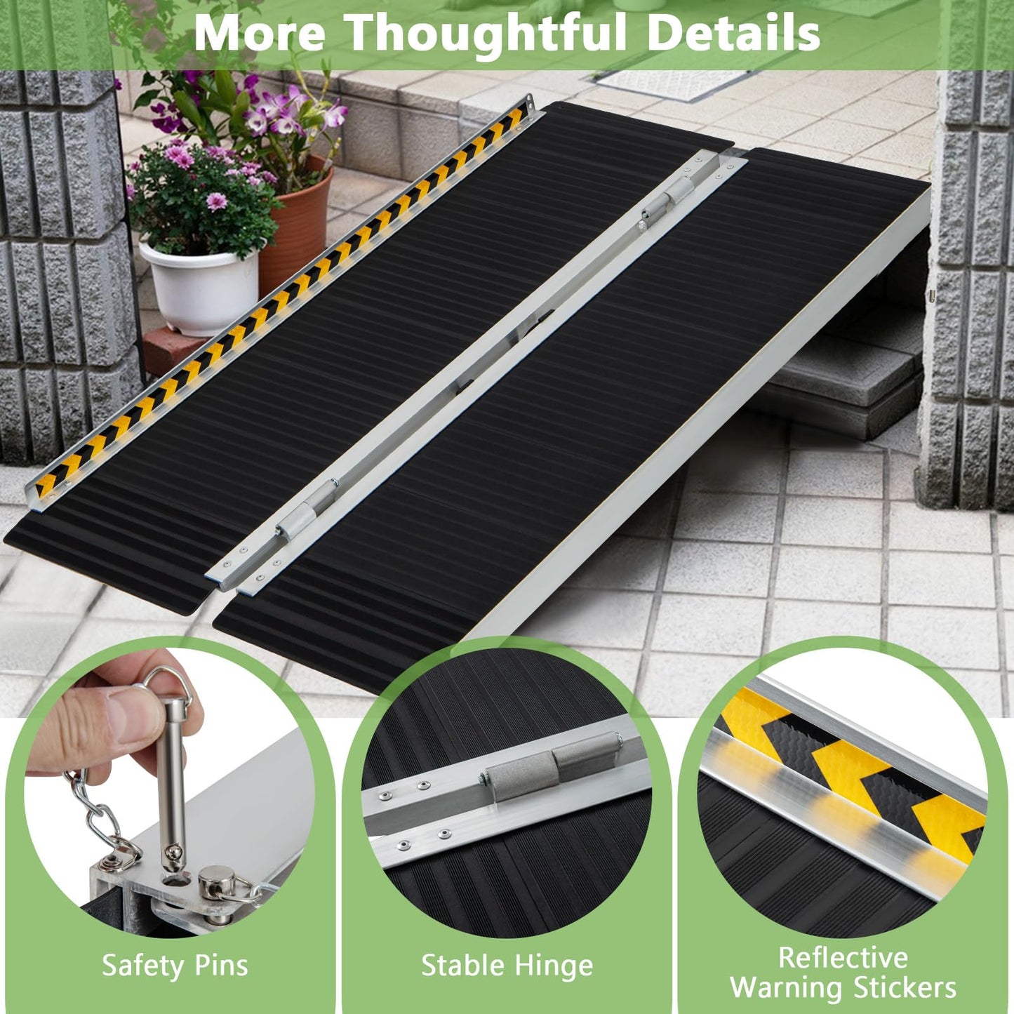 Portable Aluminum Wheelchair Ramp with Transition Plate