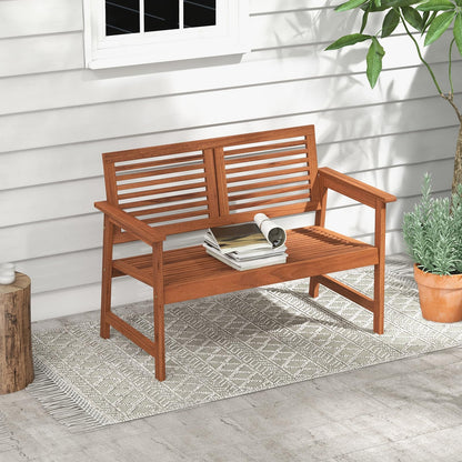 Outdoor Solid Wood Bench with Comfortable Backrest