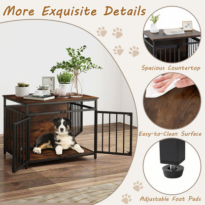 Wooden Dog Cage with Lockable Doors & Hollow Top
