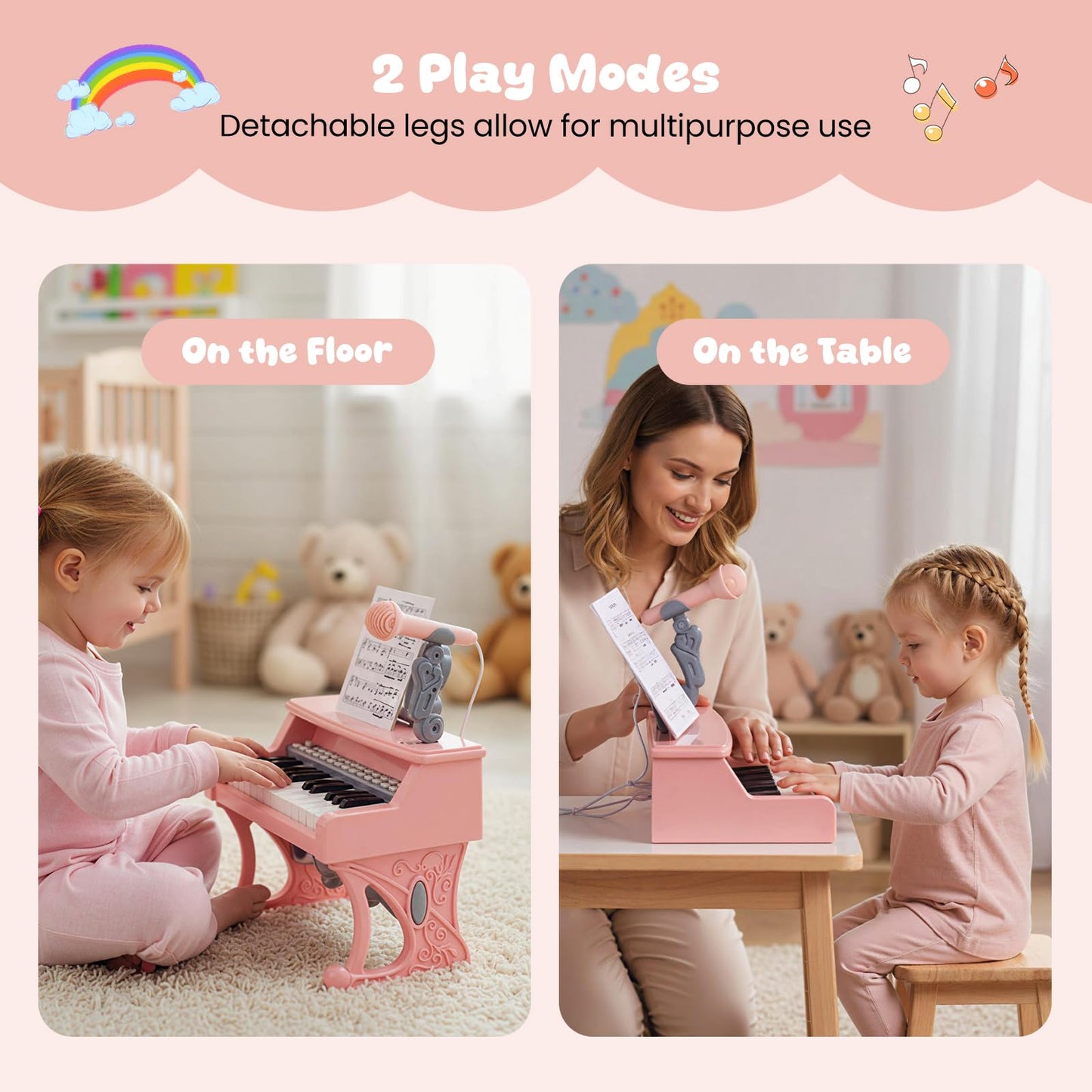 Mini Keyboard Piano for Kids 25 Keys Electric Piano with Music Stand and Microphone