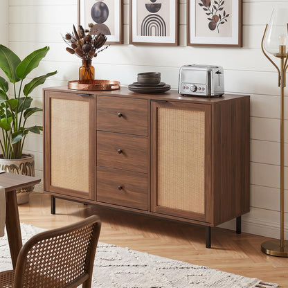Wooden Storage Cabinet, Rustic Console Table, Freestanding kitchen Cupboard Organizer Unit