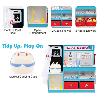 Wood Medical Center Toy Set with Examine Region and Height Measurer