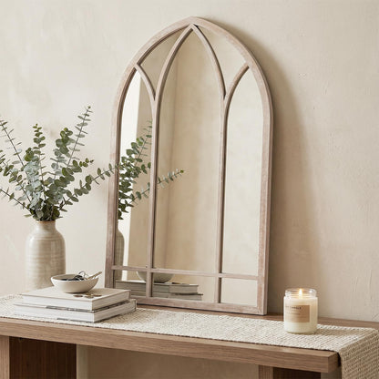 Arched Window Wall Mirror, Farmhouse Hanging Accent Decorative Mirror