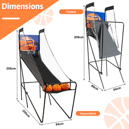 Folding Basketball Arcade Game with Electronic Scorer and Buzzer