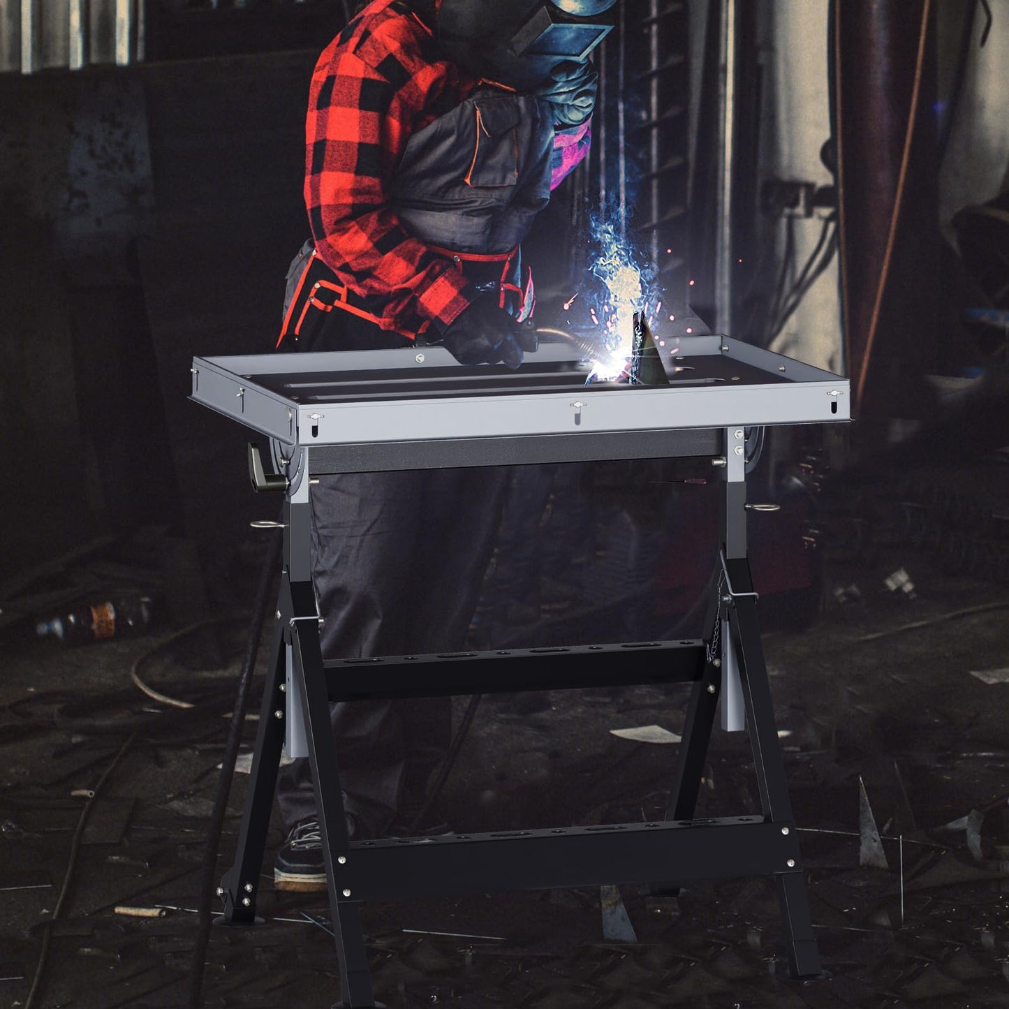 Folding Welding Table with 4 Level Height