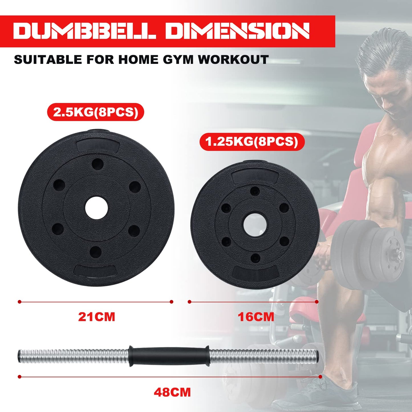 Adjustable Weight 2 in 1 Dumbbell/Barbell Set 30KG