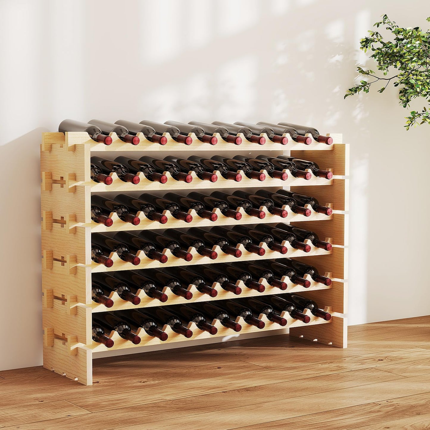 6 Tiers 60 Bottles Wine Rack with Tool-Free Assembly