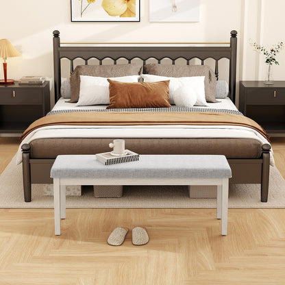 Upholstered Dining Bench Shoe Bench with Rubber Wood Legs and 300 KG Max Load