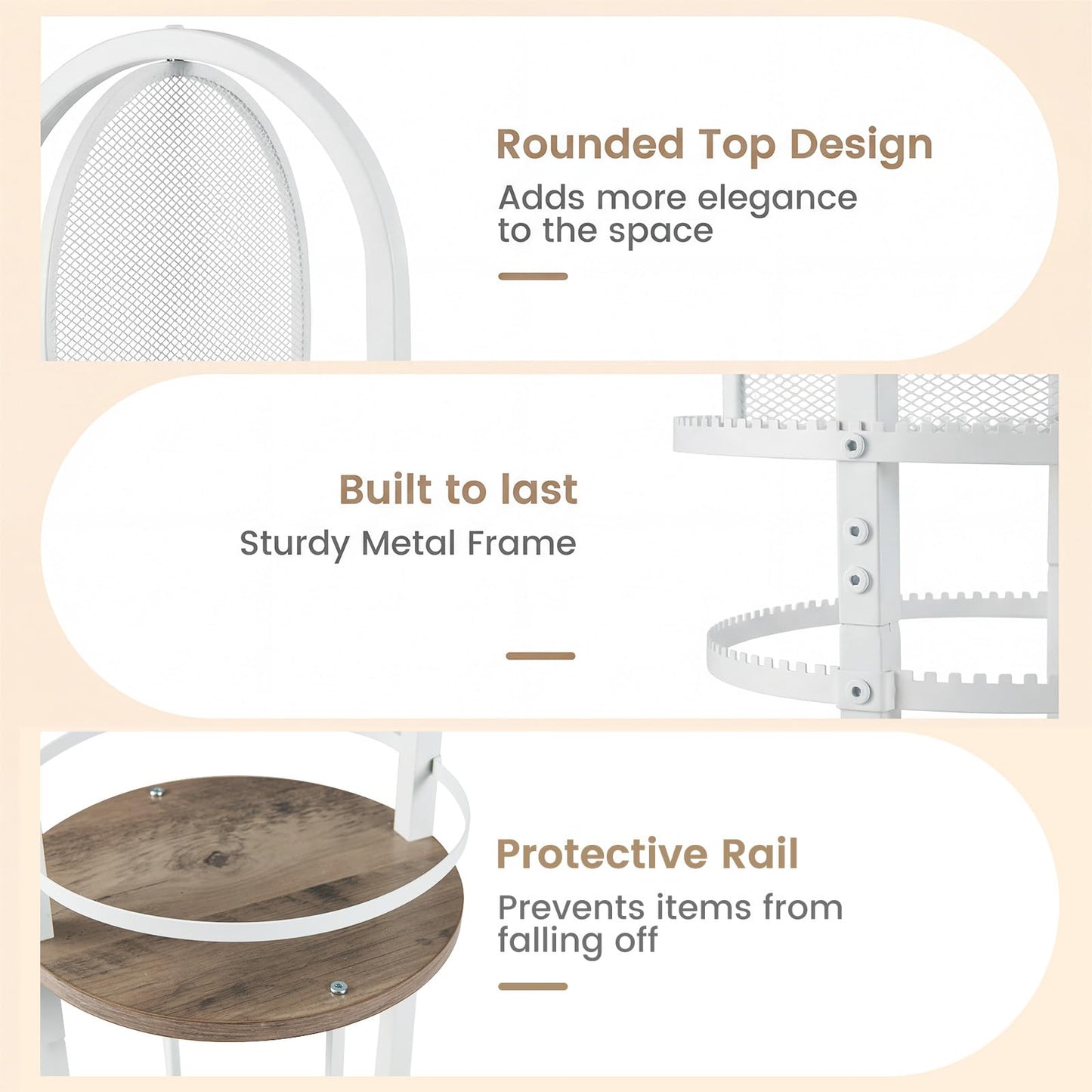 Jewelry Organizer Stand, 360° Rotating Floor Standing Jewelry Storage Rack with Earring Necklace Holders