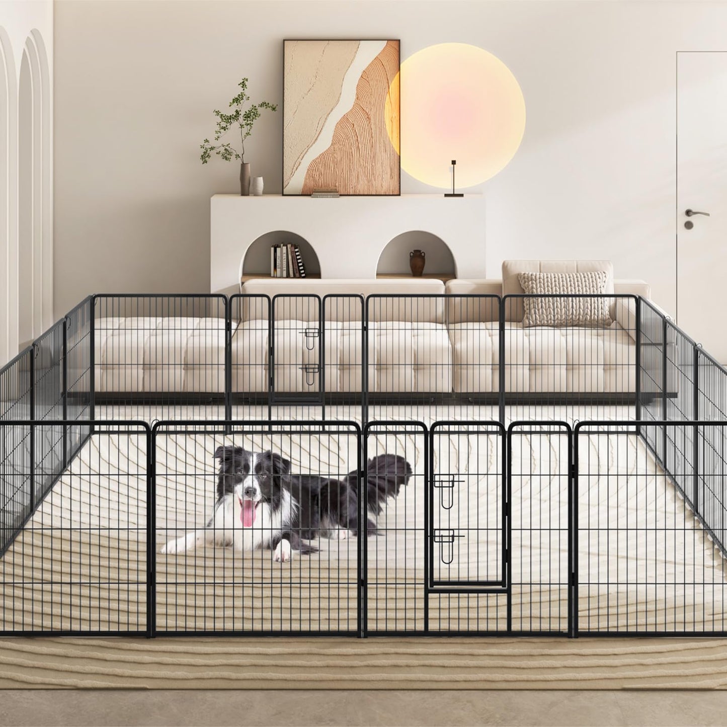 16 Panel 80cm Height Pen Fence with Lock and Large Door