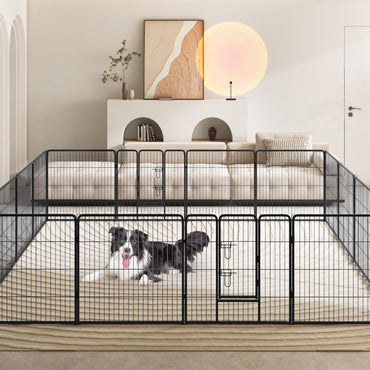 16 Panel 80cm Height Pen Fence with Lock and Large Door