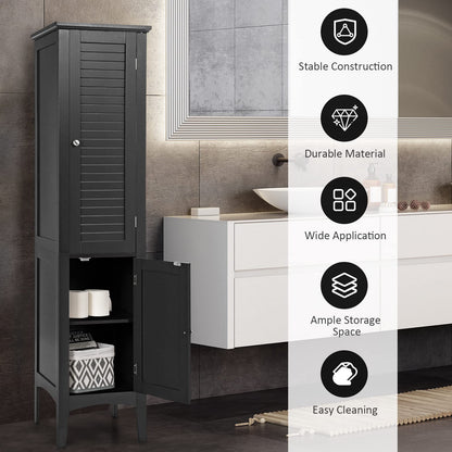 2 Door 160cm High Freestanding Bathroom Cabinet with 5 Tier Shelves