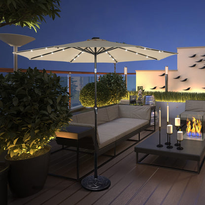 24 Solar Powered LED Lights Patio Umbrella with Tilt and Crank Handle