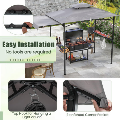Fire Resistant Waterproof Outdoor BBQ Shelter with 2 Side Shelves