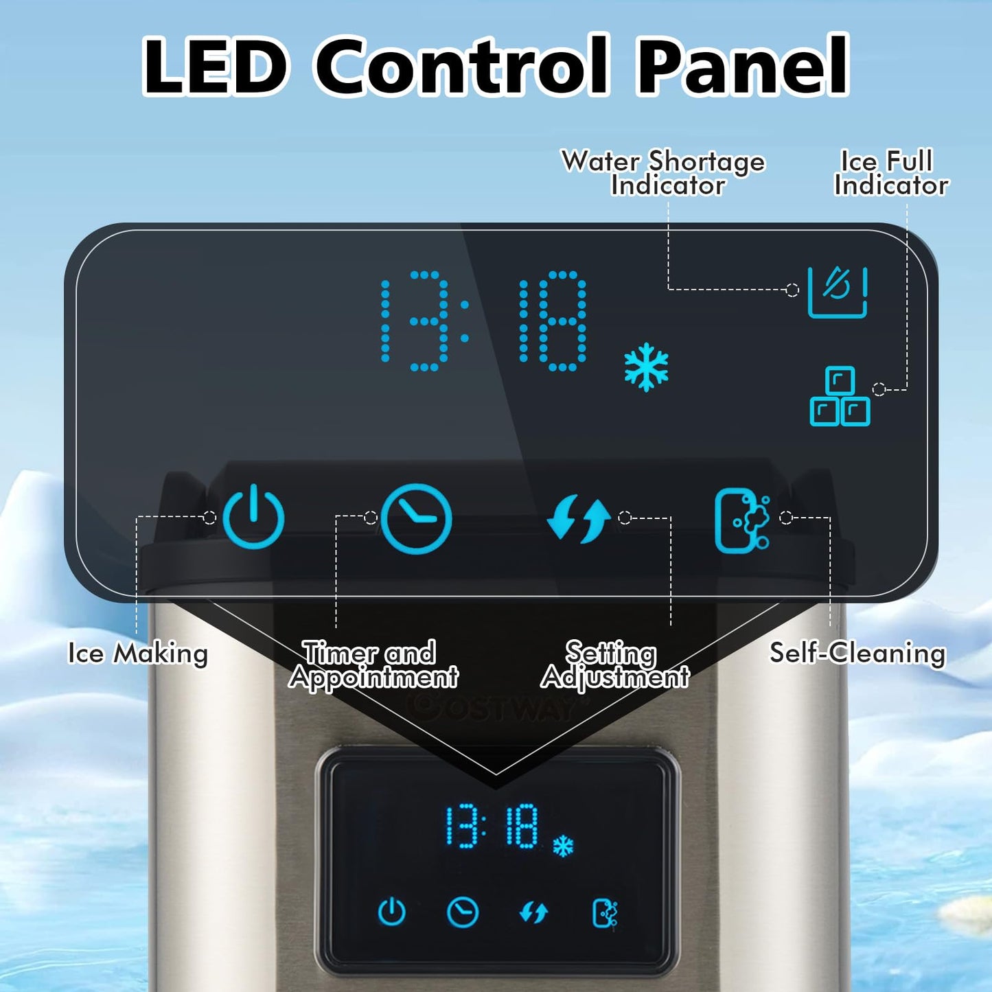 Countertop Nugget Ice Maker with 2 Ways Water Refill