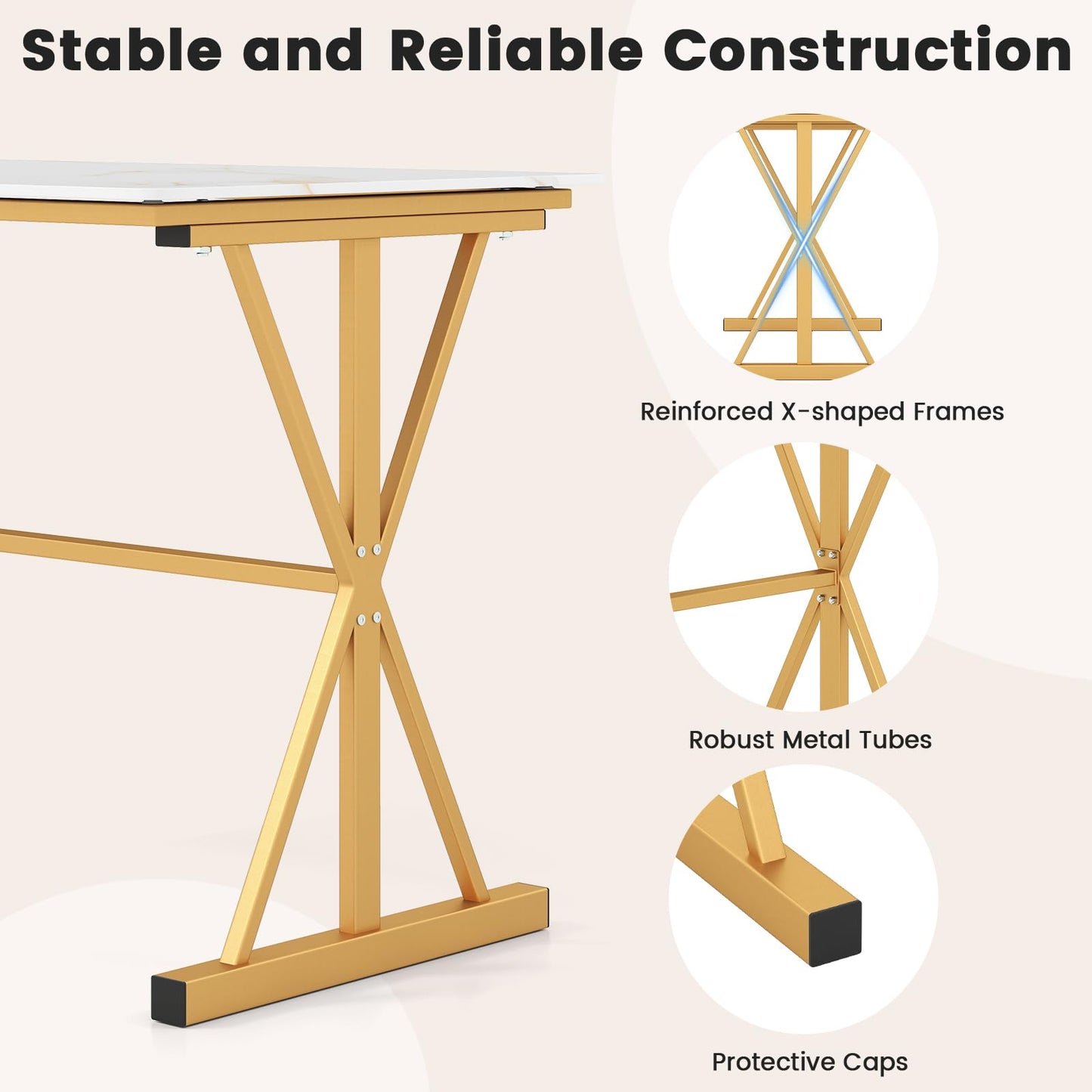 Sintered Stone Dining Table with Metal Frame