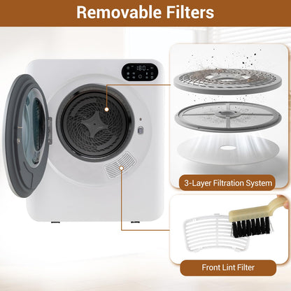 3KG Portable Clothes Dryer with 8 Drying Modes and Stainless Steel Drum for Apartment