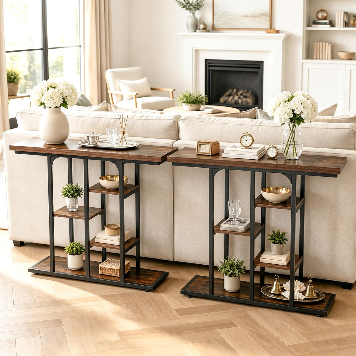 109 cm Console Table with Storage Shelves
