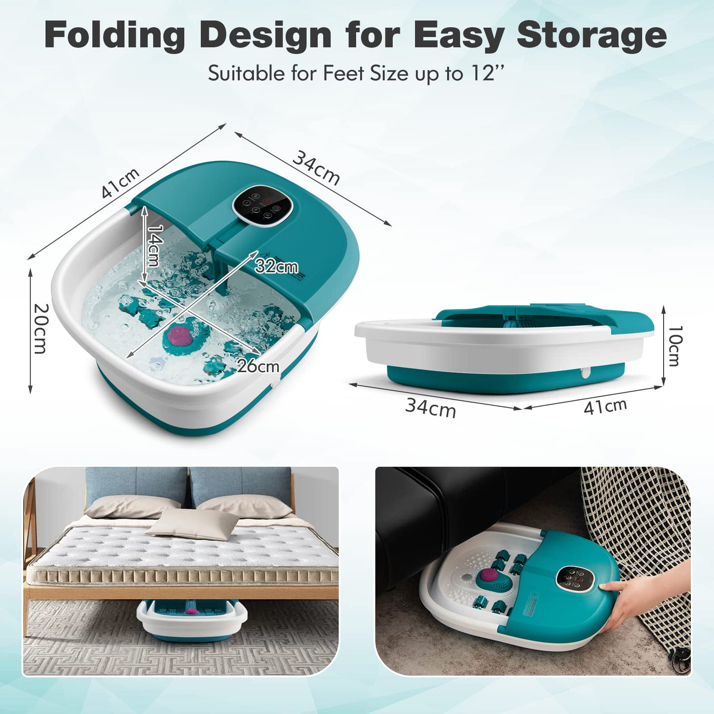 Foldable Heating Foot Soaker with Bubbles & Timing Function