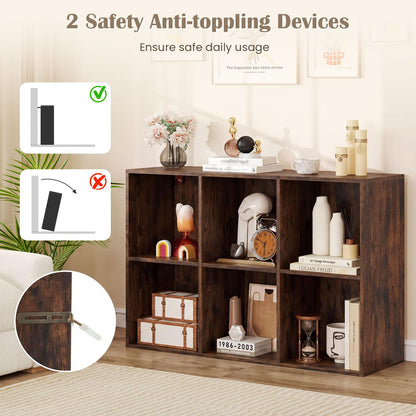 6-Cube Bookcase 3-Tier Storage Organizer with Anti-Tipping Kits for Living Room Study