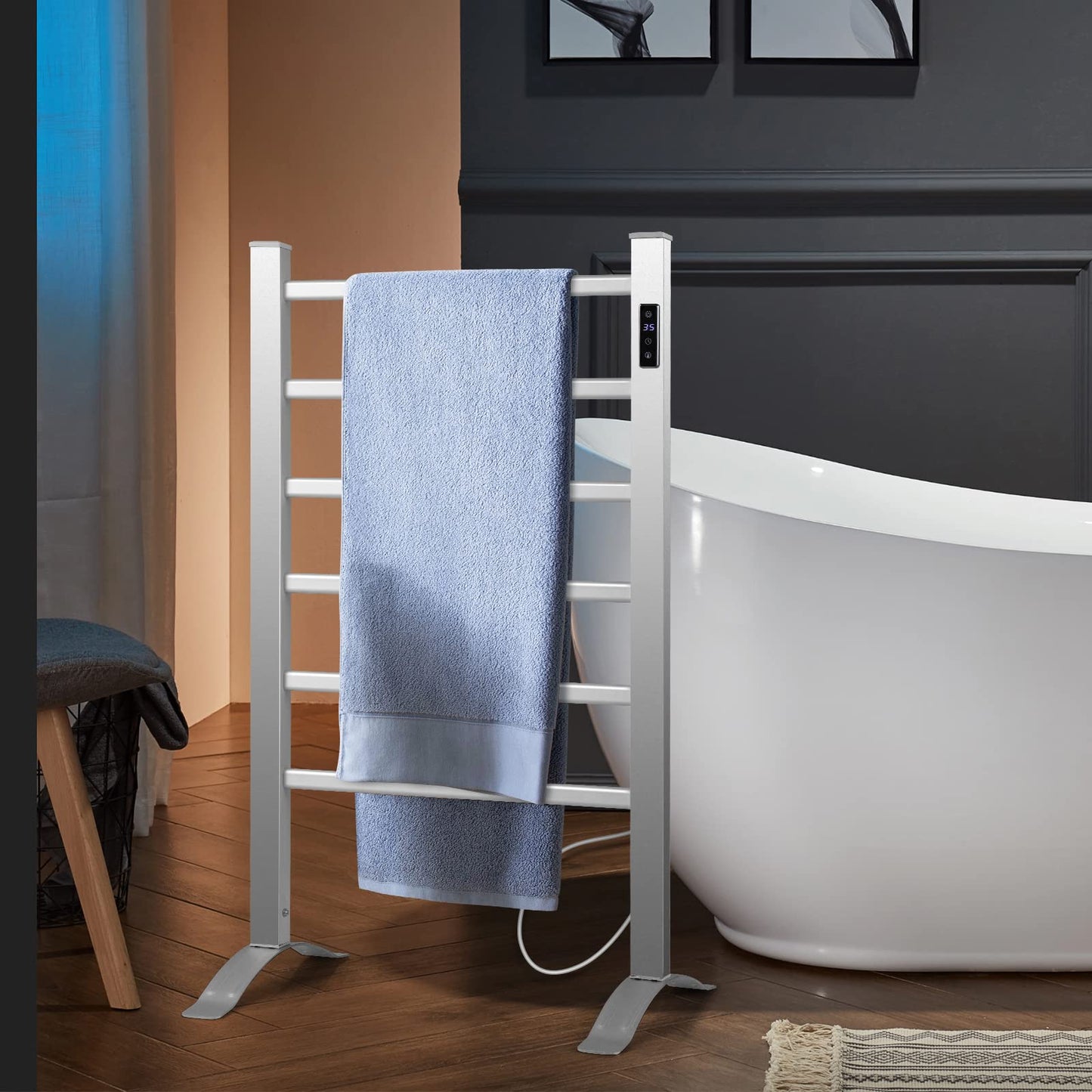 6 Bar Freestanding & Wall Mounted Aluminum Electric Towel Warmer