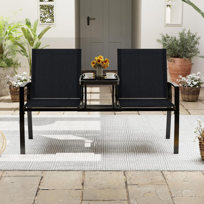 Garden Love Seats, 2-Seater Patio Bench Chair Companion Seat