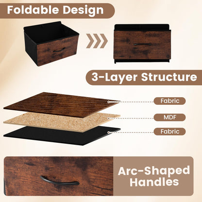 4 Drawers Dresser Fabric Storage Tower with Wooden Top for Entryway Living Room and Closet