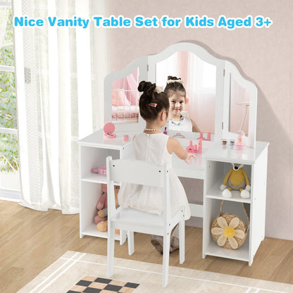 Children Dressing Table with Stool for Playroom Bedroom