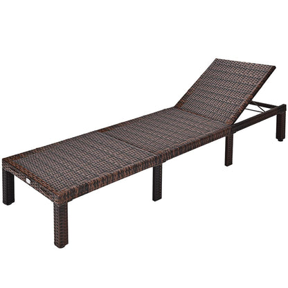 6-level Adjustable Outdoor Leisure Rattan Sun Bed with Removable Cushion