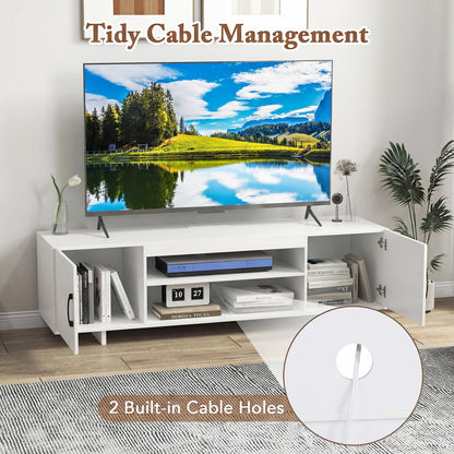 TV Stand for TVs up to 70 Inches with Power Outlet and 2 Cable Holes