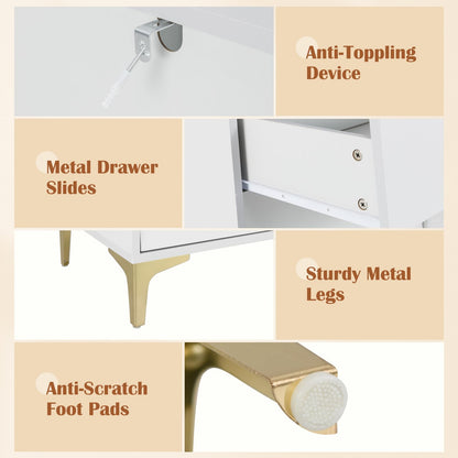 3 Drawer Dresser Cabinet with Flip Up Fluted Glass Door