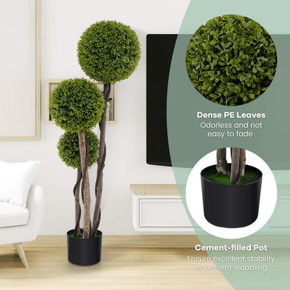Artificial Cypress Topiary Ball Tree, 4FT/120CM Artificial Cedar Plants