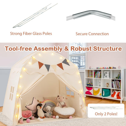 Kids Play Tent Bed Tent Extra Large with Lights for 3-12 Years Old