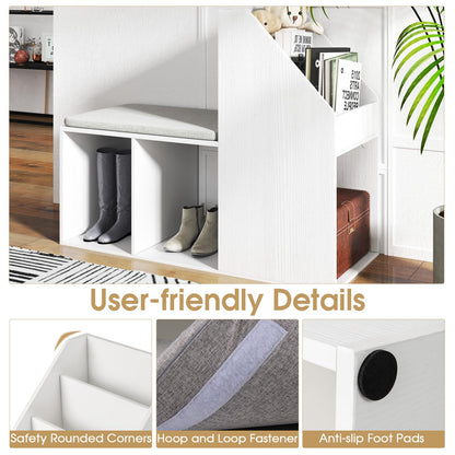 Shoe Storage Bench with 3 Tier Rack and Side Compartments