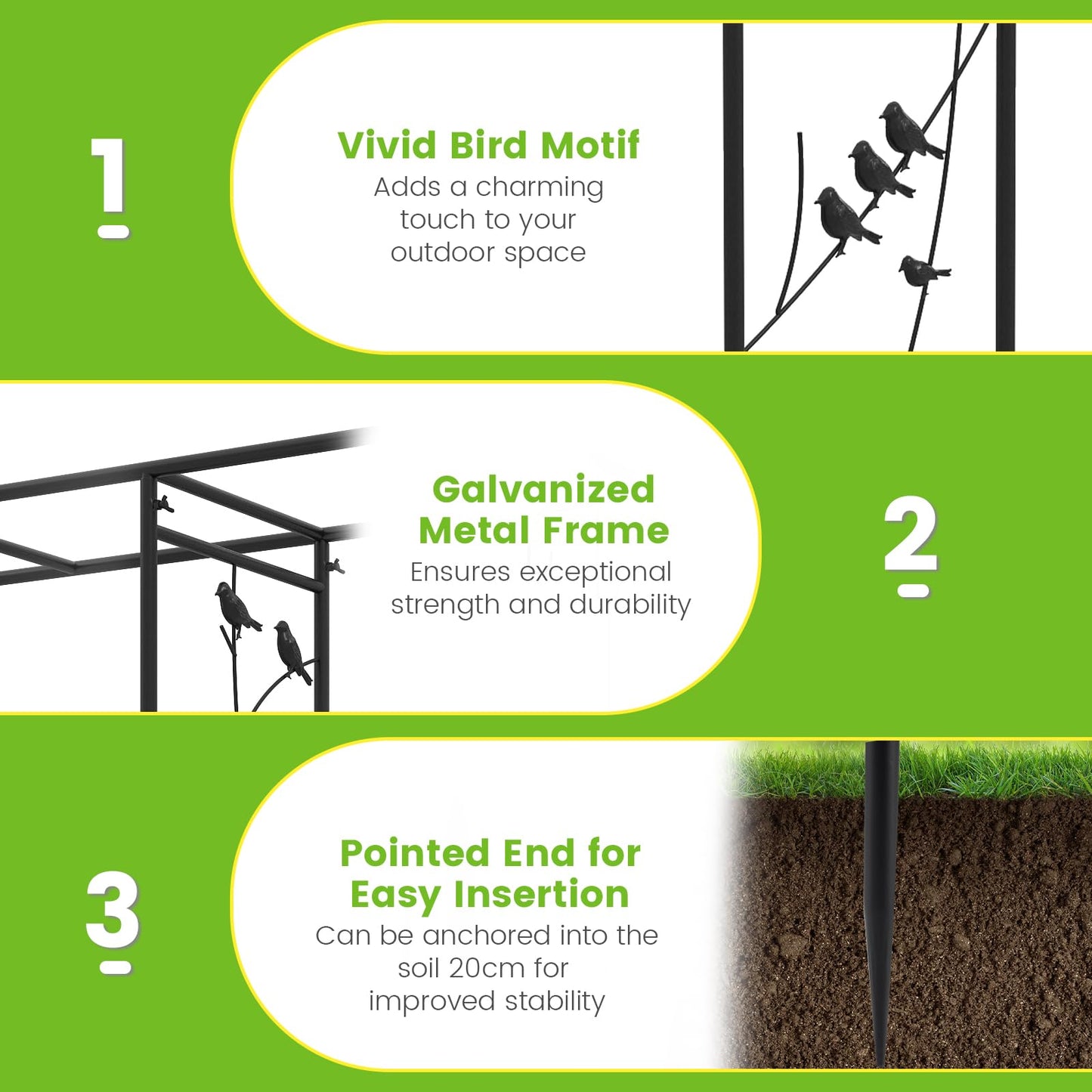 213cm Garden Arbor Feeding Station with Water Bowl and Mesh Tray