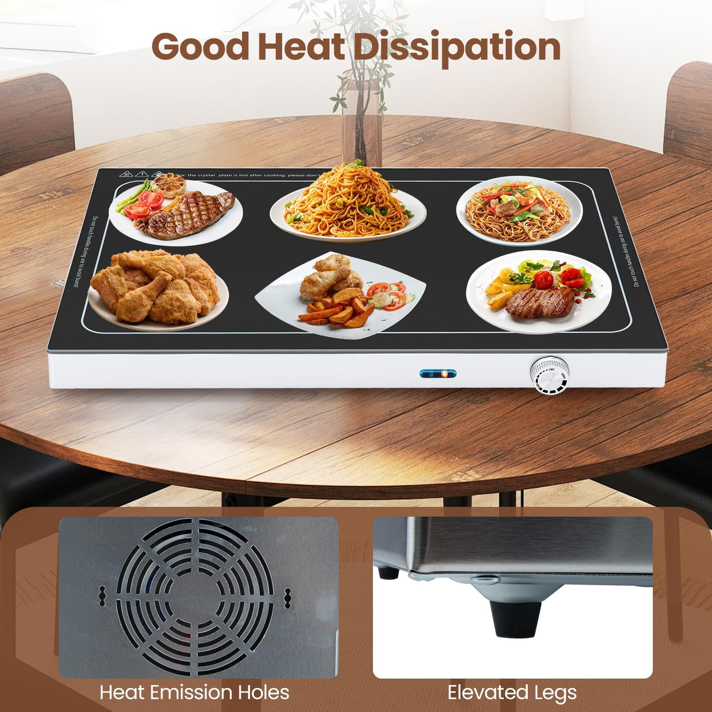 Electric WarmingTray with Adjustable Temperature