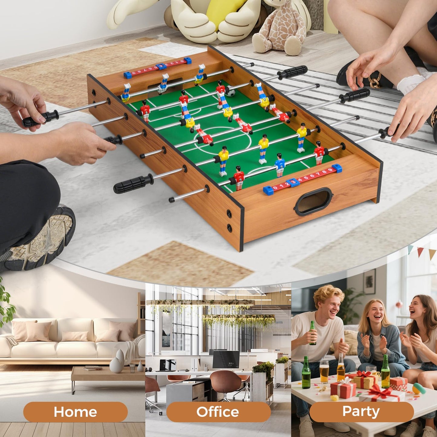 2 In 1 Multi Game Table Compact Tabletop Foosball Table and Hockey Game