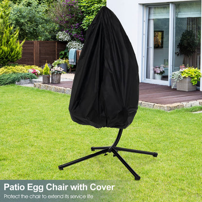 Upholstered Rattan Wicker Swing Egg Chair with Soft Cushion