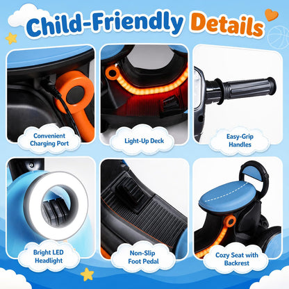 6V Kids Motorbike,Electric Ride On Motorcycle with Headlight