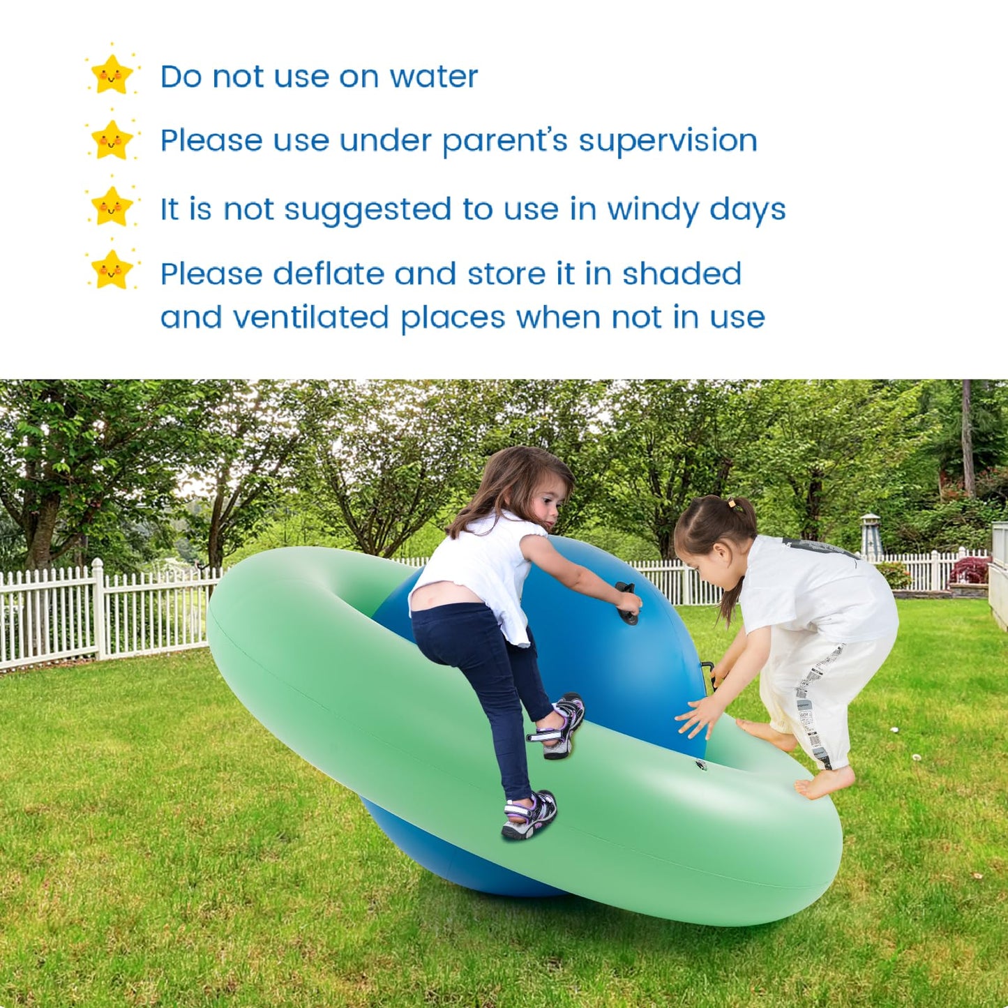 Inflatable Dome Rocker Bouncer for Kids with 6 Built-in Handles