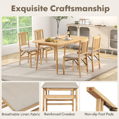 Folding Dining Chairs Set of 2 Upholstered Kitchen Chairs with Padded Seat
