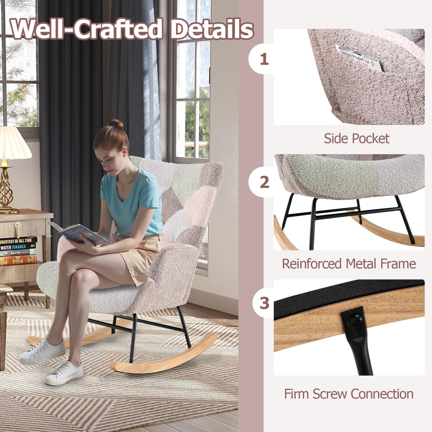 Relax Rocking Chair for Nursery Living Room Bedroom