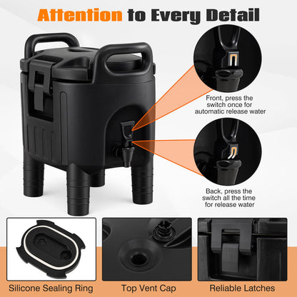 7.6L/10L Insulated Beverage Dispenser, Hot & Cold Drinks Server Container with Handles