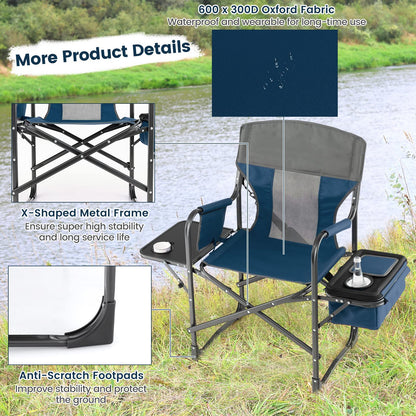 Oversized Camping Chairs with Side Table for Lawn Picnic Hiking Fishing